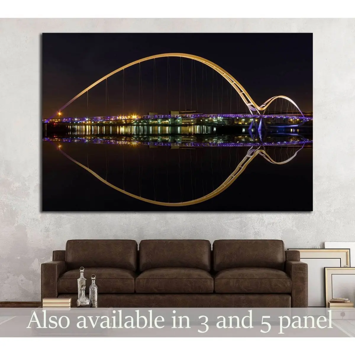Infinity Bridge In Stockton-On-Tees Across The River At Night №1681 Ready To Hang Canvas Print 1
