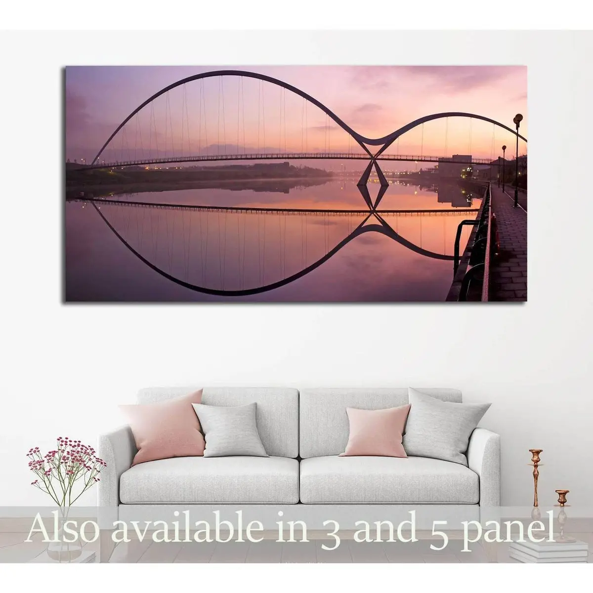 Infinity Bridge In Stockton-On-Tees Across The River Tees At Sunrise №1665 Ready To Hang Canvas Print 1