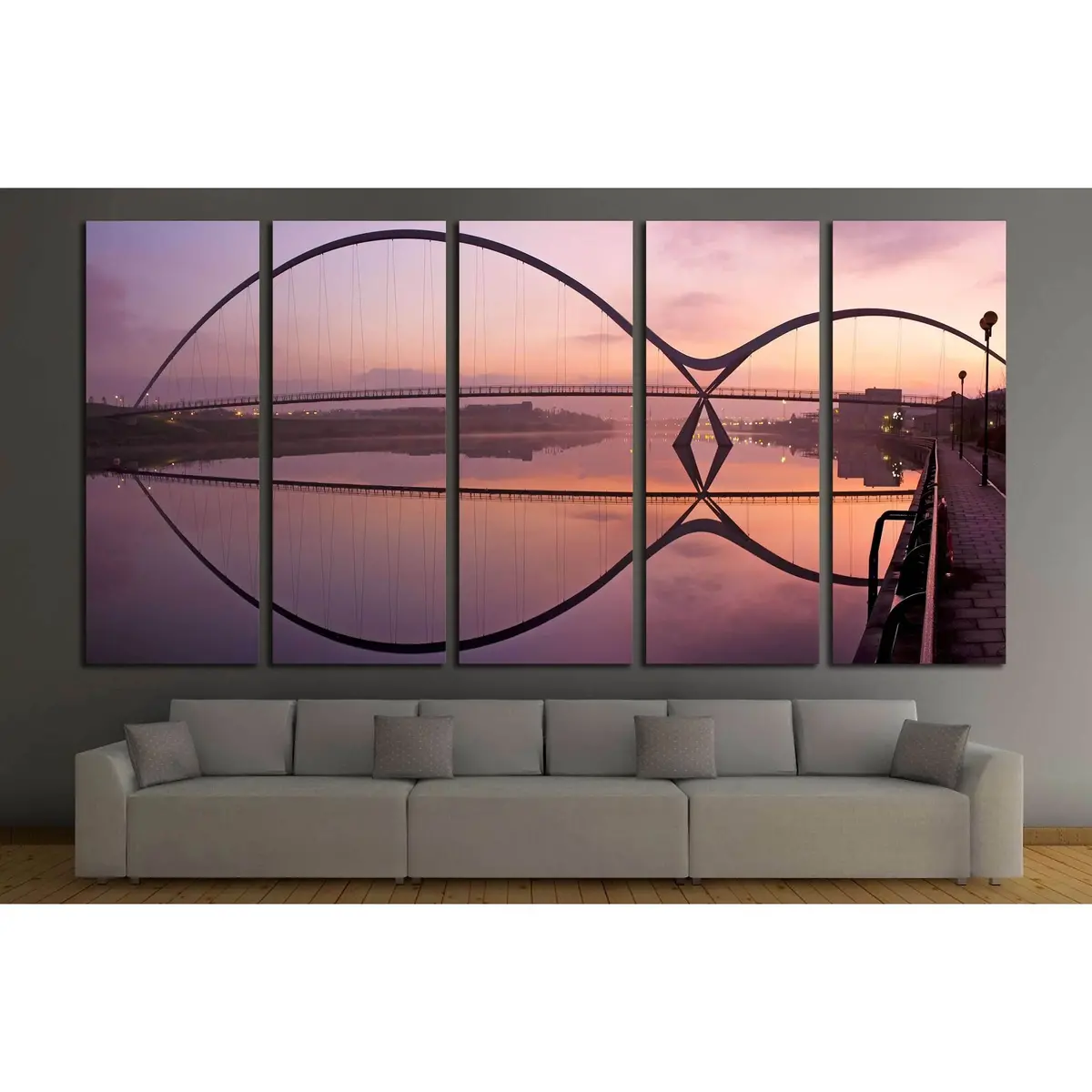 Infinity Bridge Stockton-on-Tees Sunrise Canvas Art Print - Image 3