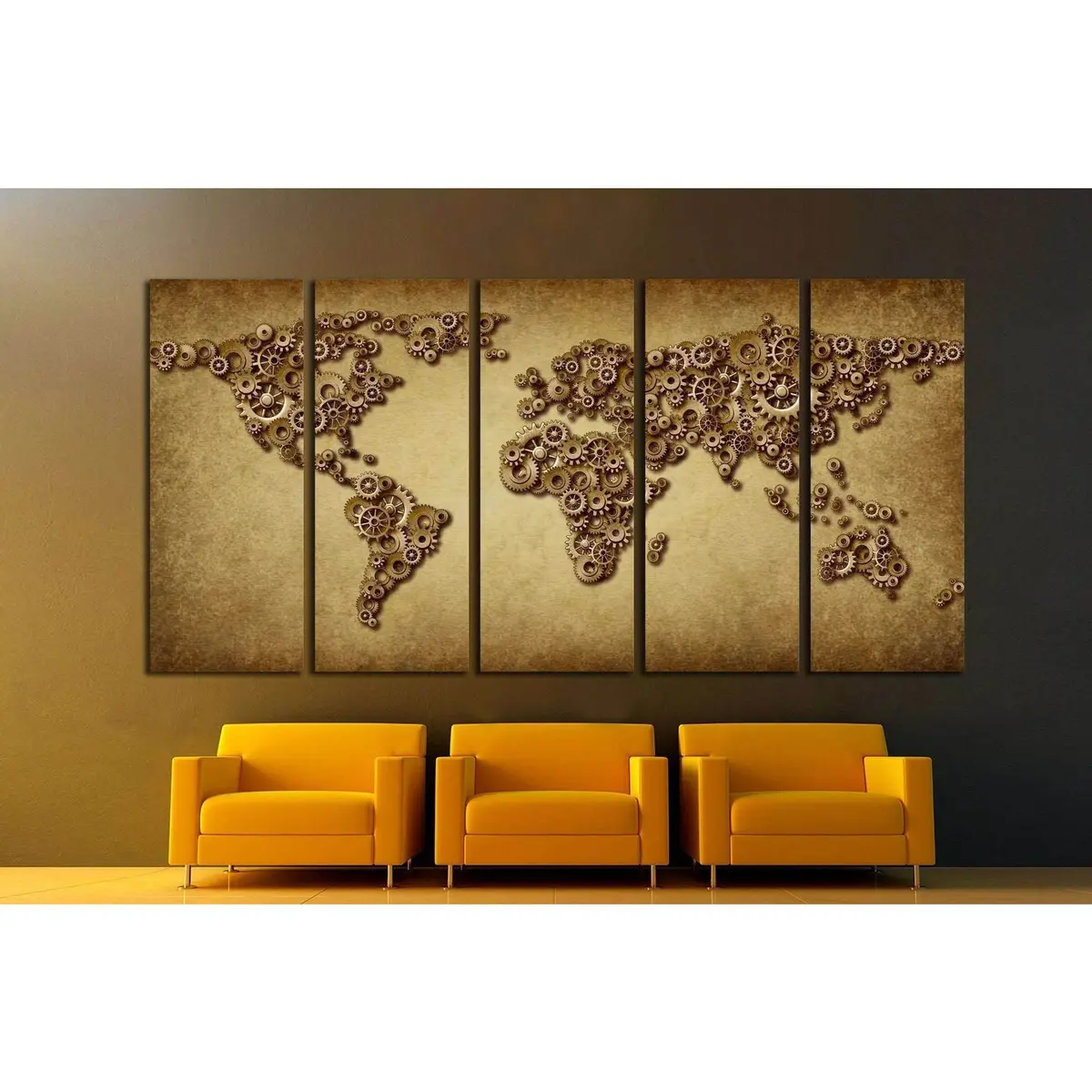 Vintage World Economy Map Canvas Art №1323 – Premium Ready-to-Hang Wall Decor - Image 3