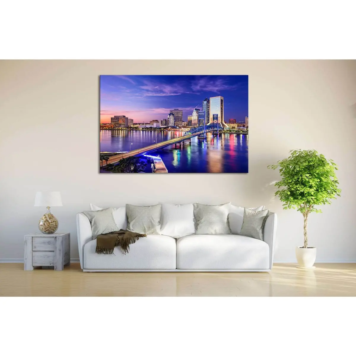 Jacksonville Skyline №621 Ready To Hang Canvas Print 2