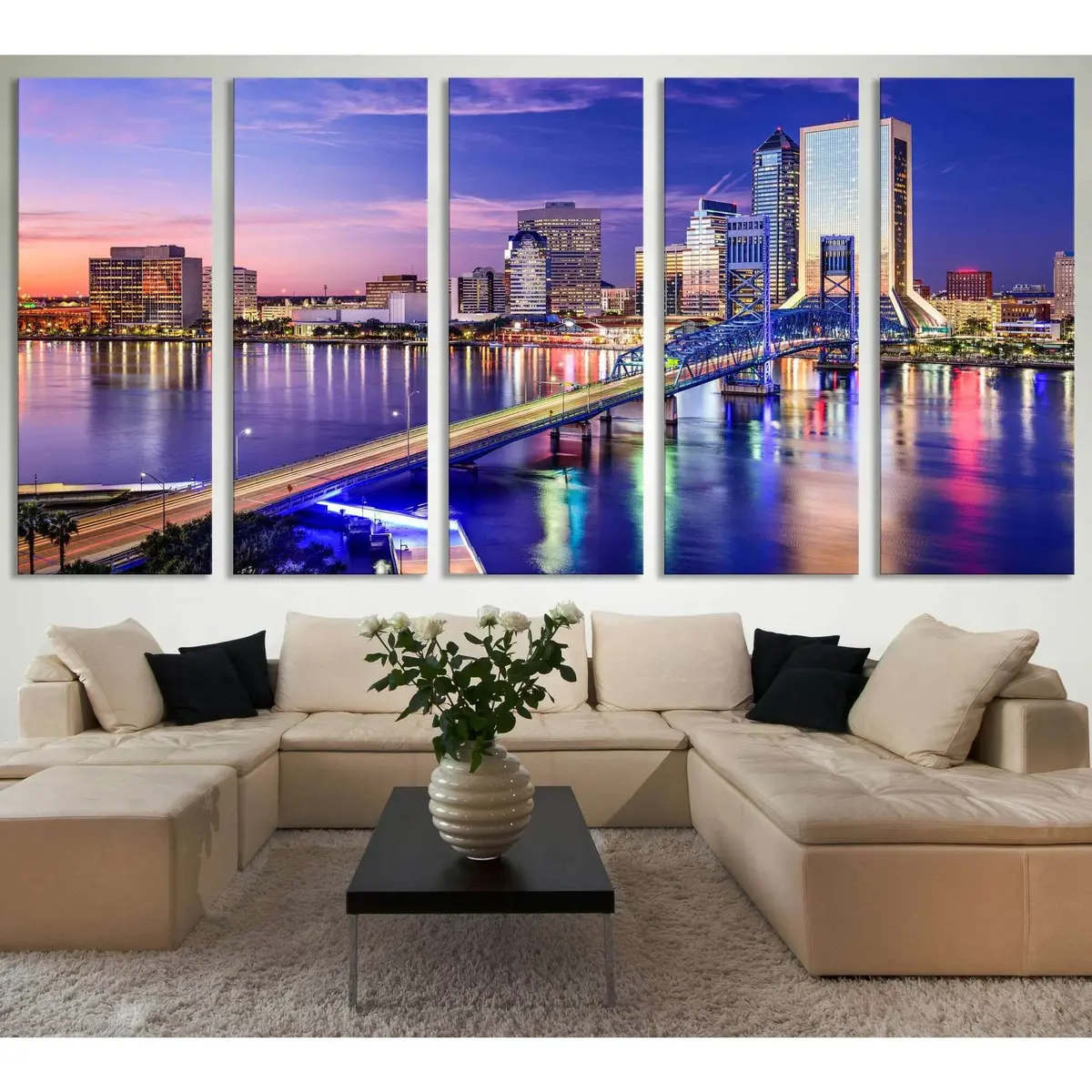 Jacksonville Skyline Canvas Art Print #621 – Ready-to-Hang Wall Decor