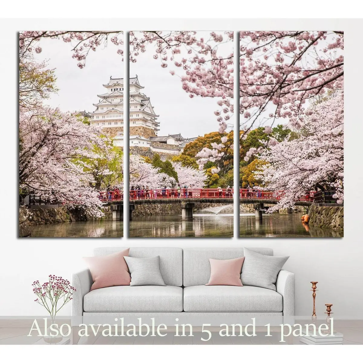 Japan Himeji Castle, White Heron Castle, Sakura Cherry Blossom Season №1808 Ready To Hang Canvas Print 5