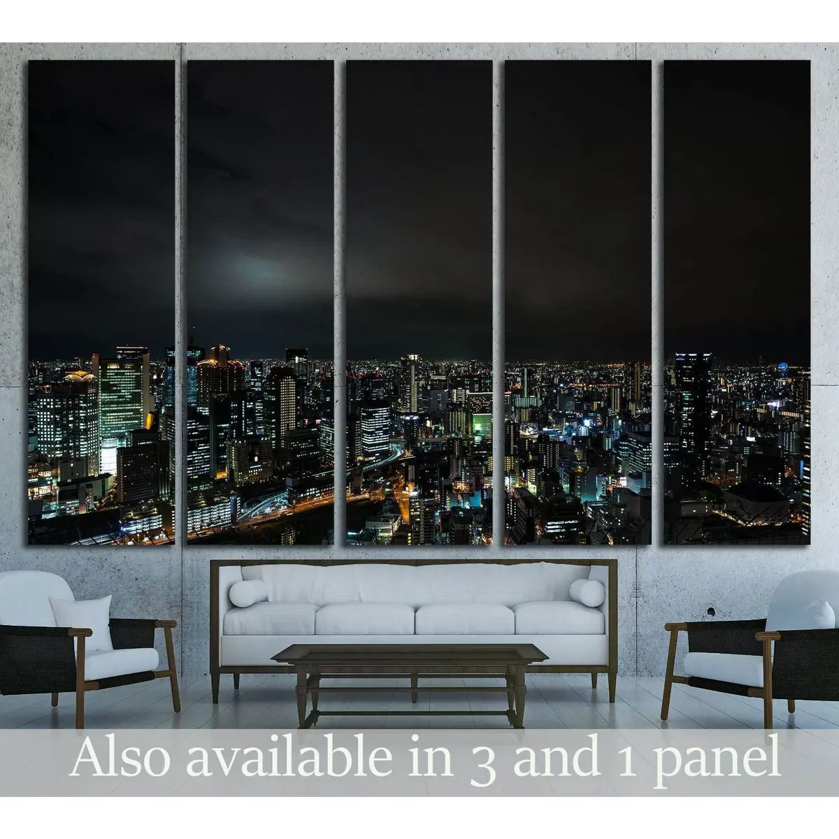 Osaka Night Skyline Canvas Art – Umeda Sky Building View, Ready-to-Hang Print