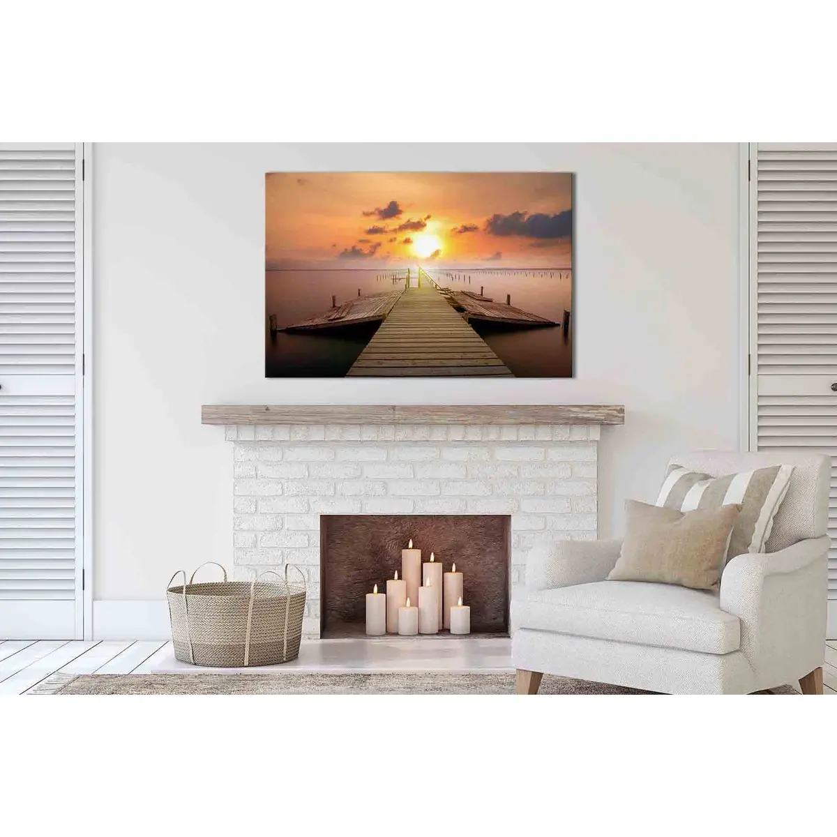 Jetty At Sunset №D1211 Ready To Hang Canvas Print 1