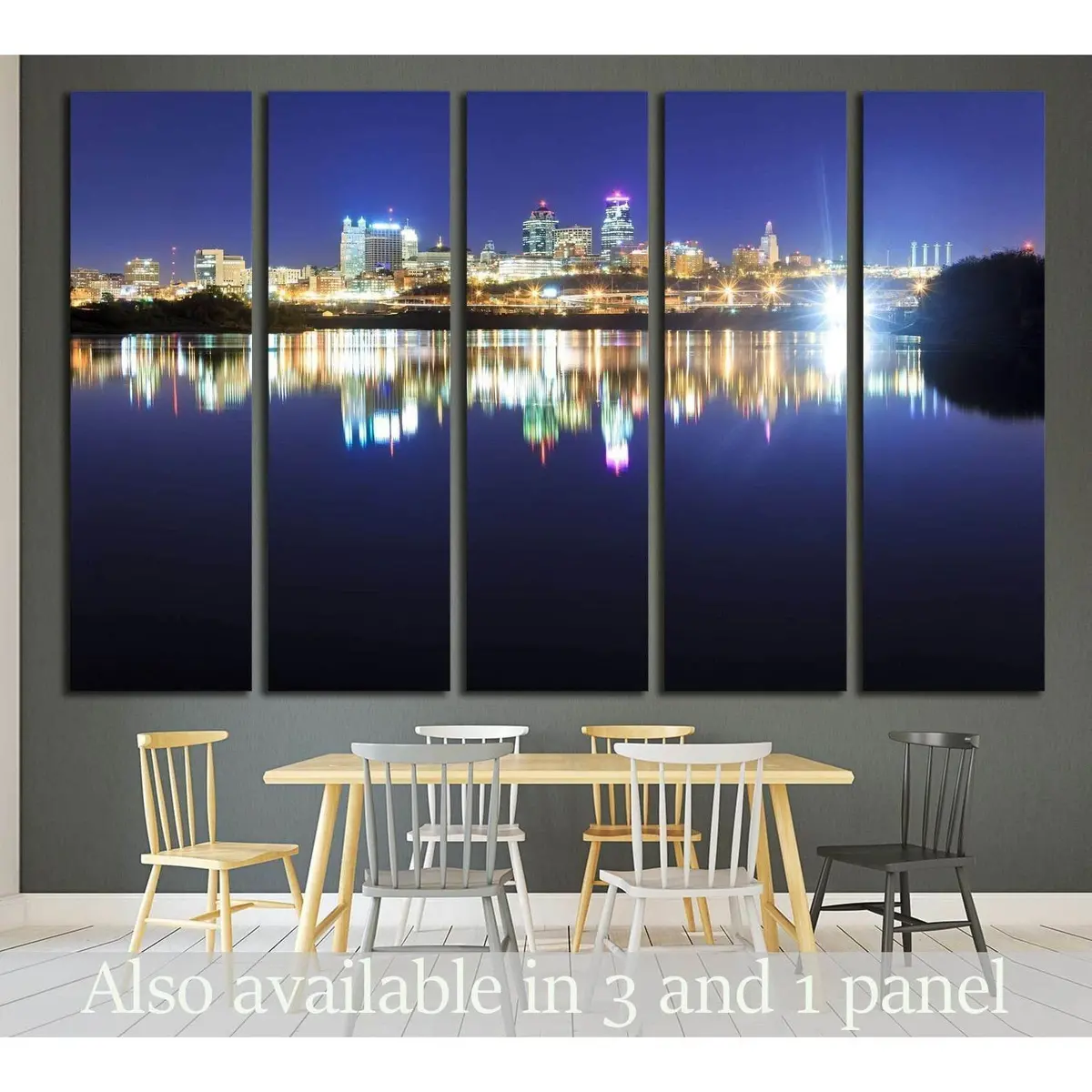 Kansas City Missouri River Sunset Reflection Canvas Art Print #1776