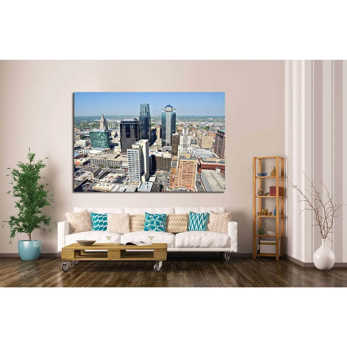 Kansas City Taken From The Top Floor Of City Hall №1618 Ready To Hang Canvas Print 2