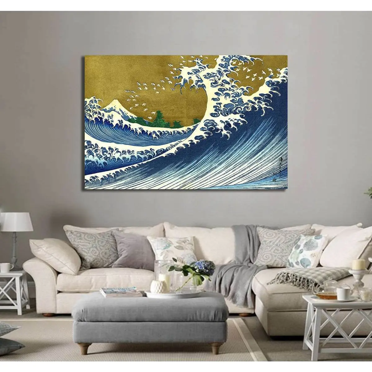Katsushika Hokusai, A Colored Version Of The Big Wave - Ready To Hang Canvas Print 3