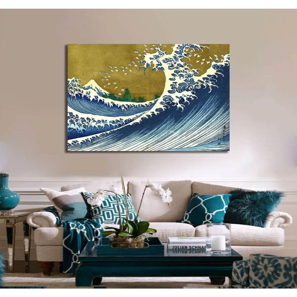 Katsushika Hokusai, A Colored Version Of The Big Wave - Ready To Hang Canvas Print 2