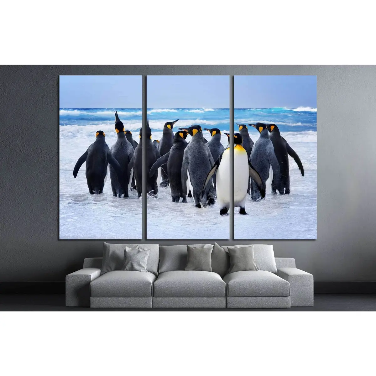 King Penguins Heading To The Water In The Falkland Islands №1845 Ready To Hang Canvas Print 5