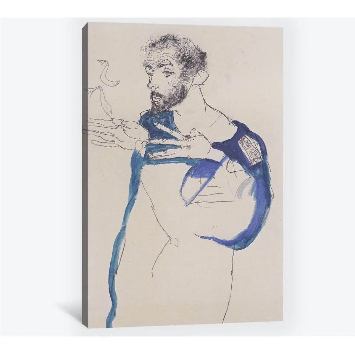 Klimt In A Light Blue Smock By Egon Schiele, 1913 - Ready To Hang Canvas Print 1