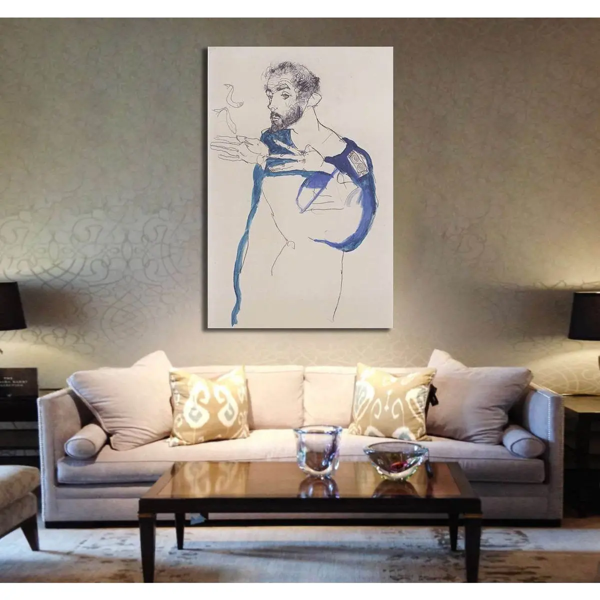 Klimt In A Light Blue Smock By Egon Schiele, 1913 - Ready To Hang Canvas Print 2