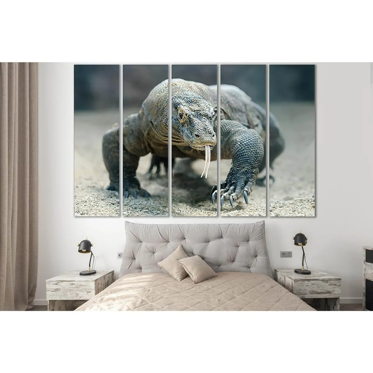 Komodo Dragon Canvas Wall Art – Pre-Installed Hanging Hardware (SL1006) - Image 3