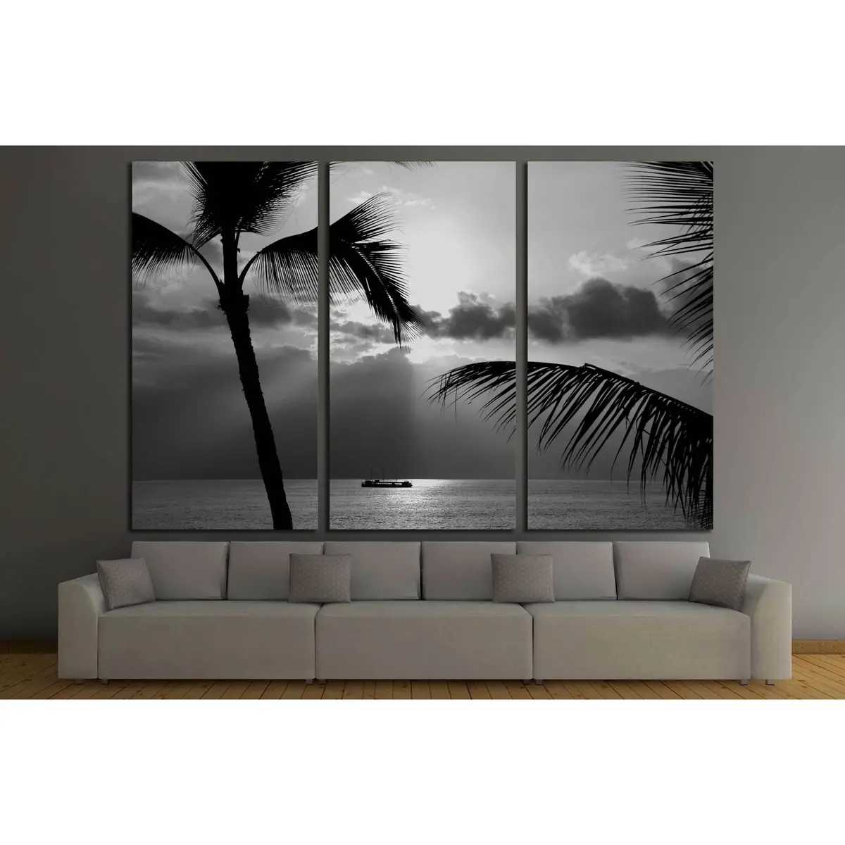 Kona Coast Party Boat Out For A Cruise In Black And White №2662 Ready To Hang Canvas Print 5
