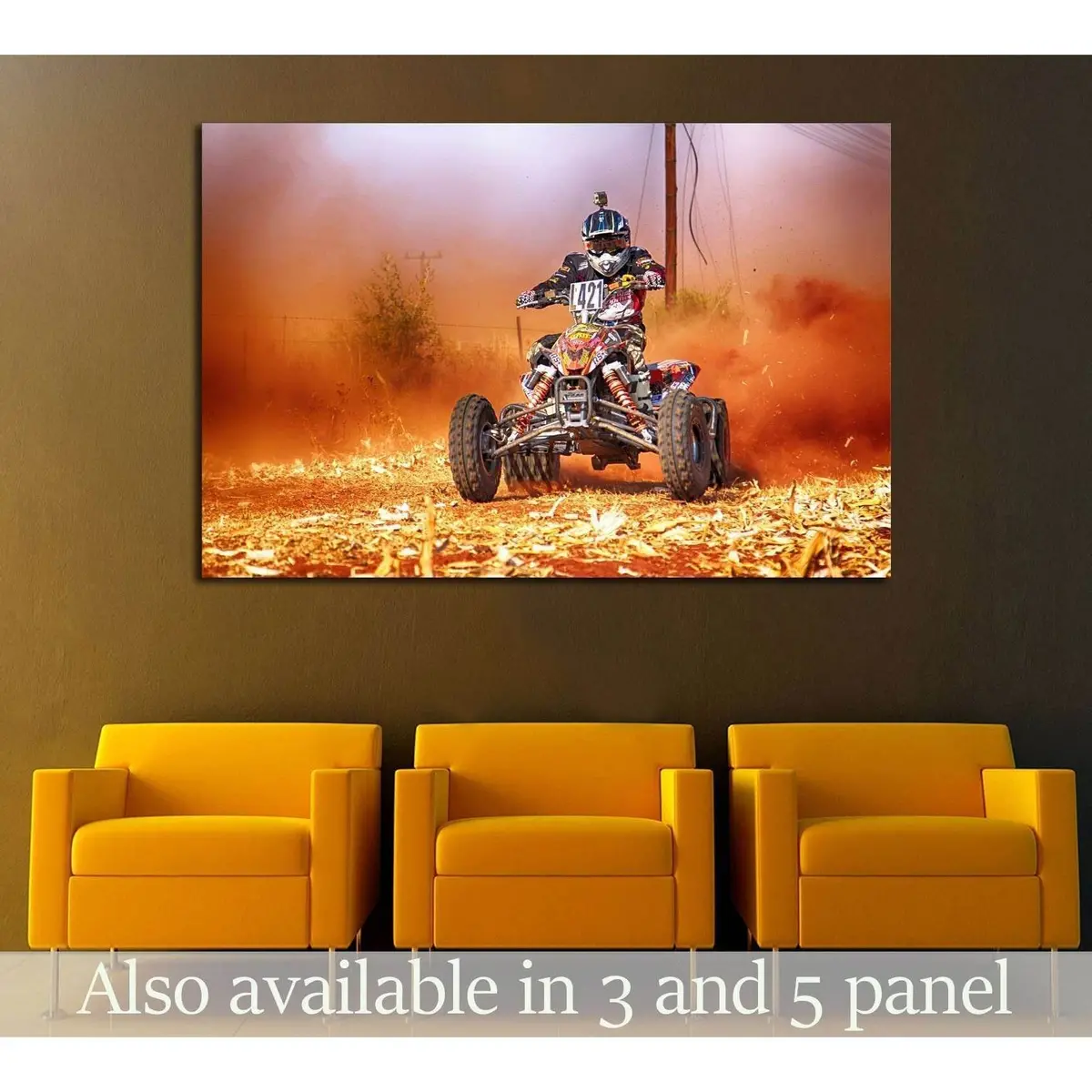 Koster, South Africa. Bike Kicking Up Trail Of Dust On Sand Track During Rally Race. №2485 Ready To Hang Canvas Print 1