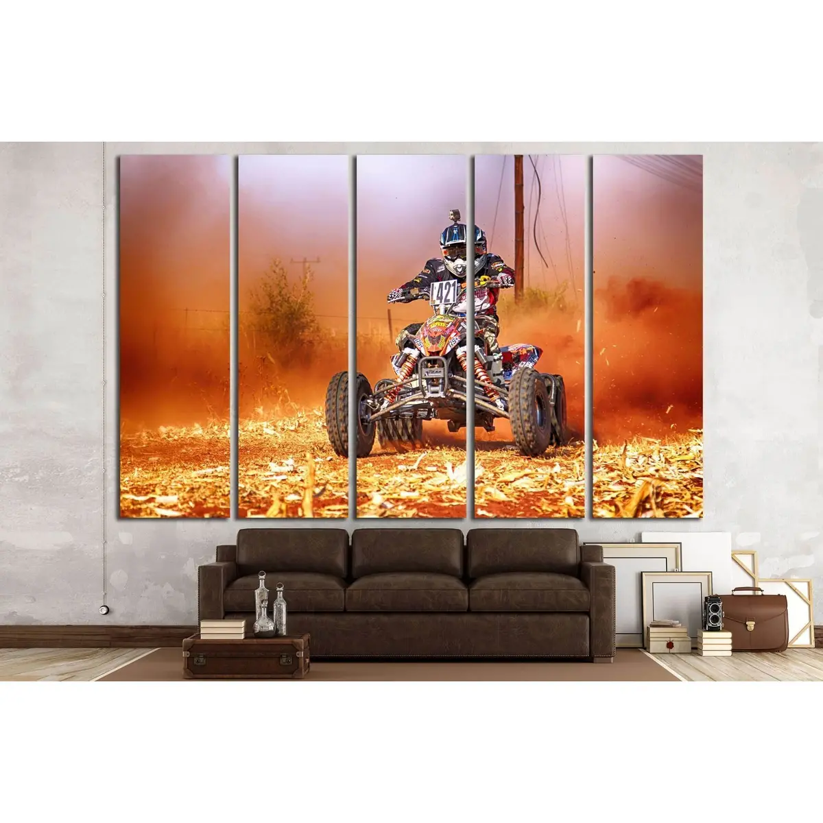 Rally Bike Kicking Up Dust on Sandy Track in Koster, South Africa – Ready-to-Hang Canvas Wall Art #2485 - Image 3