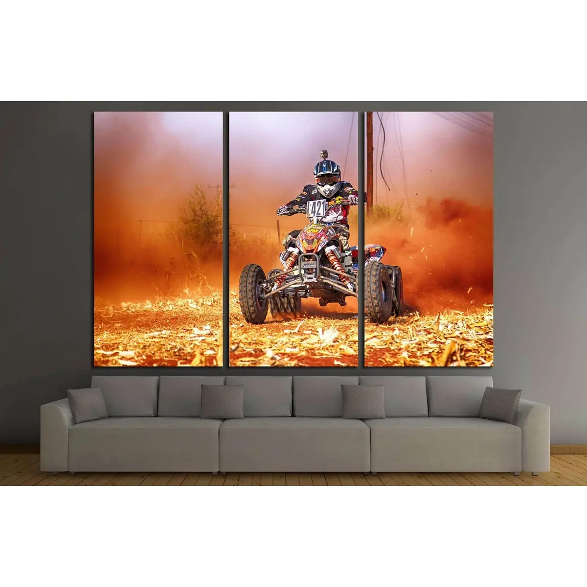 Koster, South Africa. Bike Kicking Up Trail Of Dust On Sand Track During Rally Race. №2485 Ready To Hang Canvas Print 5