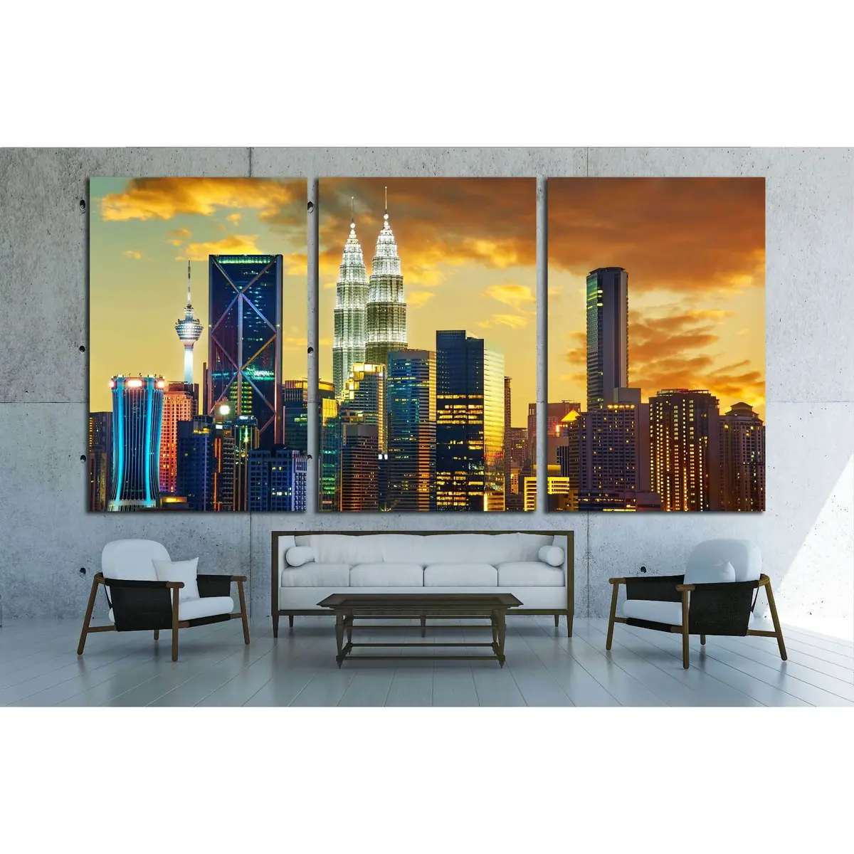 Kuala Lumpur City Skyline With Urban Skyscrapers At Sunset №2949 Ready To Hang Canvas Print 5
