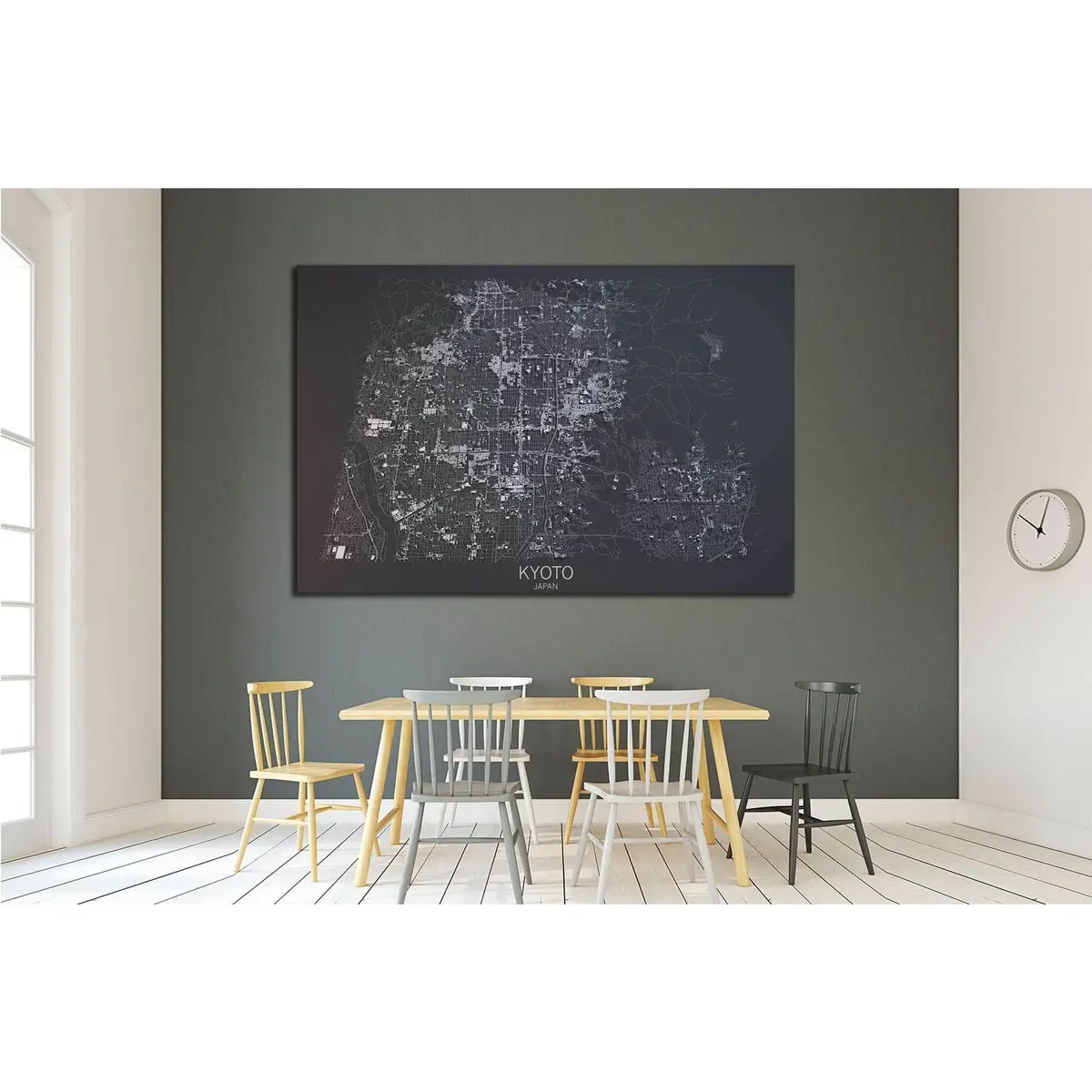 Kyoto Map, Satellite View, Japan №1825 Ready To Hang Canvas Print 3