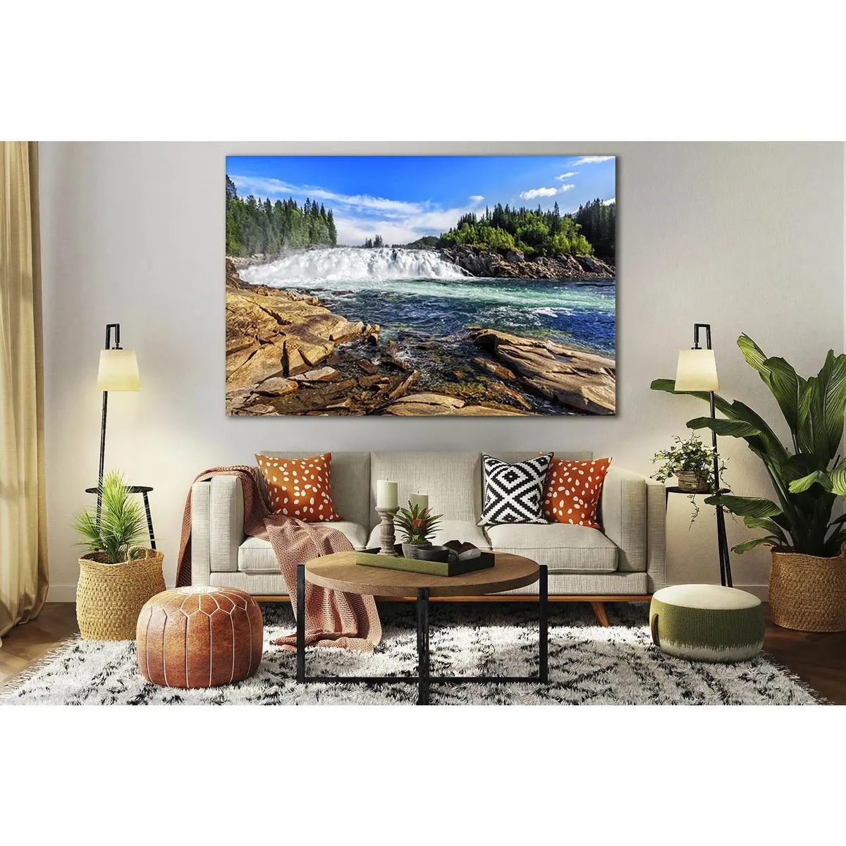 Laksforsen Waterfall Norway №Sl485 Ready To Hang Canvas Print 1