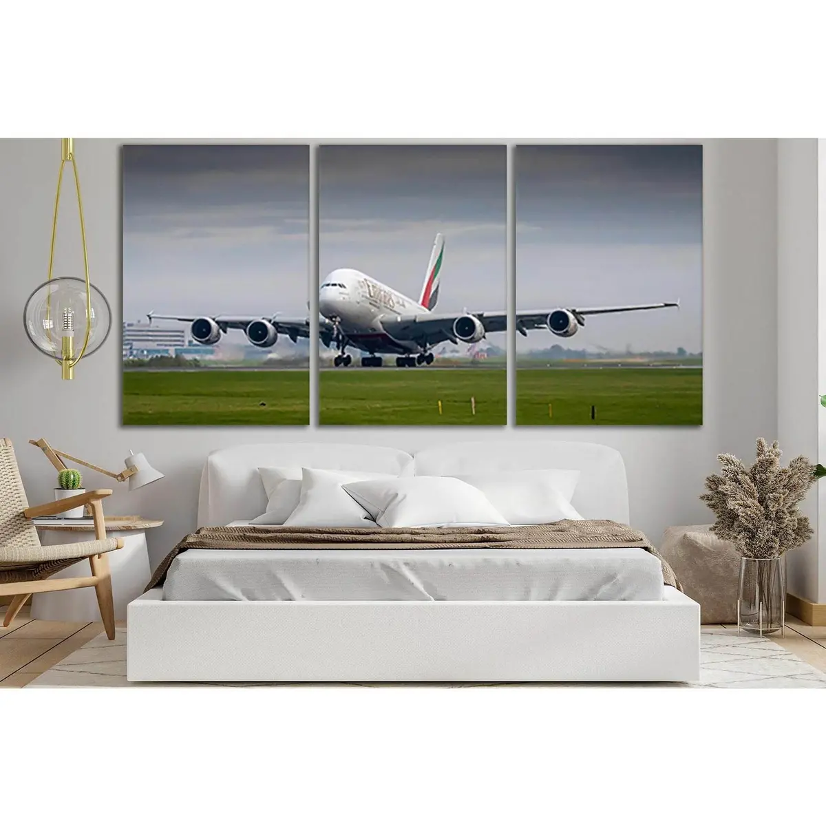 Landing A Large White Biplane №Sl771 Ready To Hang Canvas Print 5