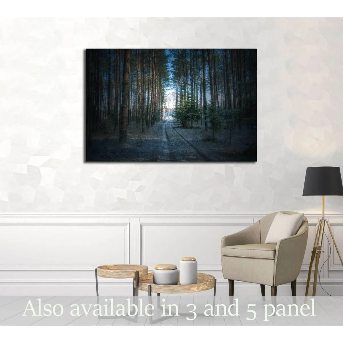 Landscape - Forest Road In Winter Time №3103 Ready To Hang Canvas Print 1