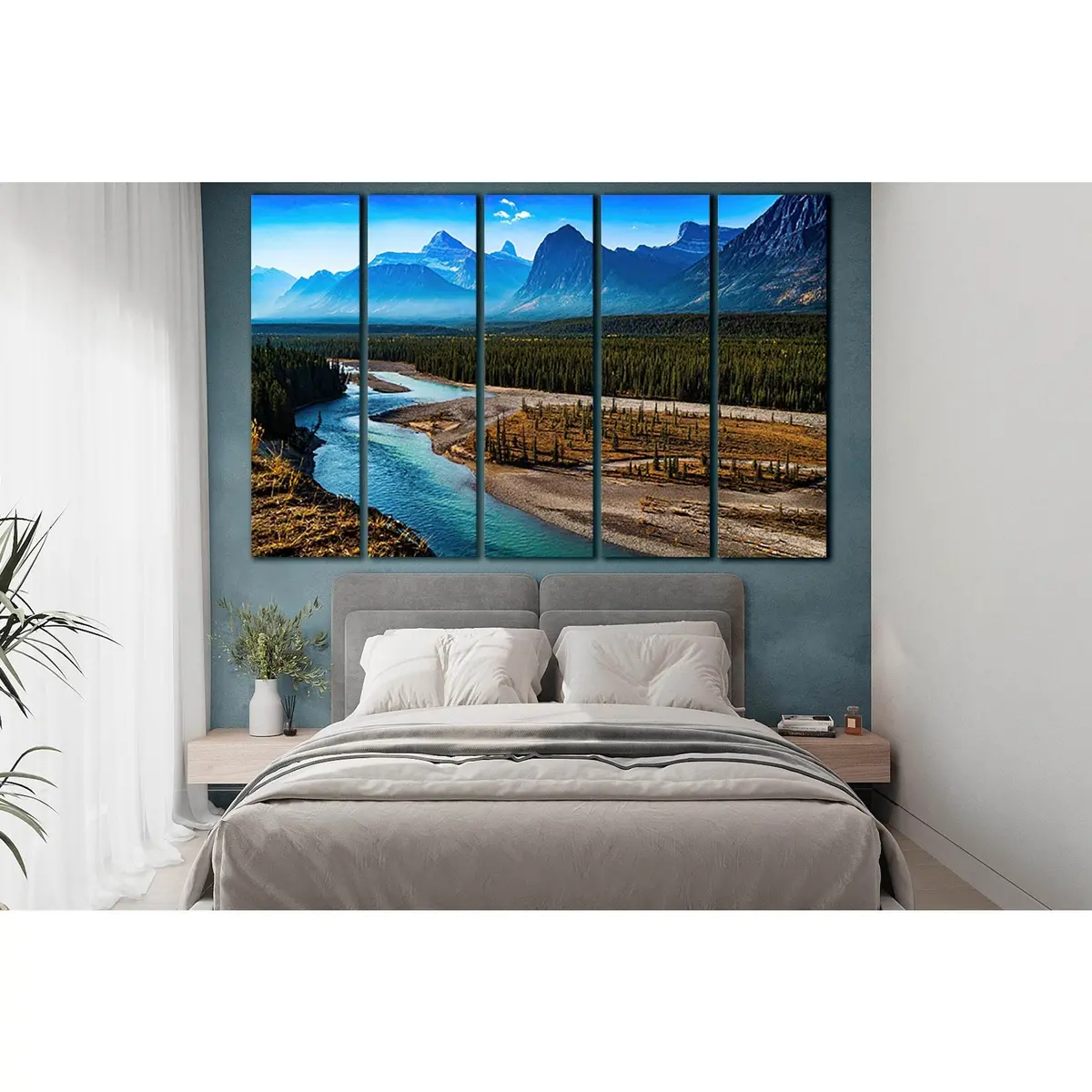 Scenic Mountain and River Landscape Canvas Art – SL1600, Premium Ready-to-Hang Print