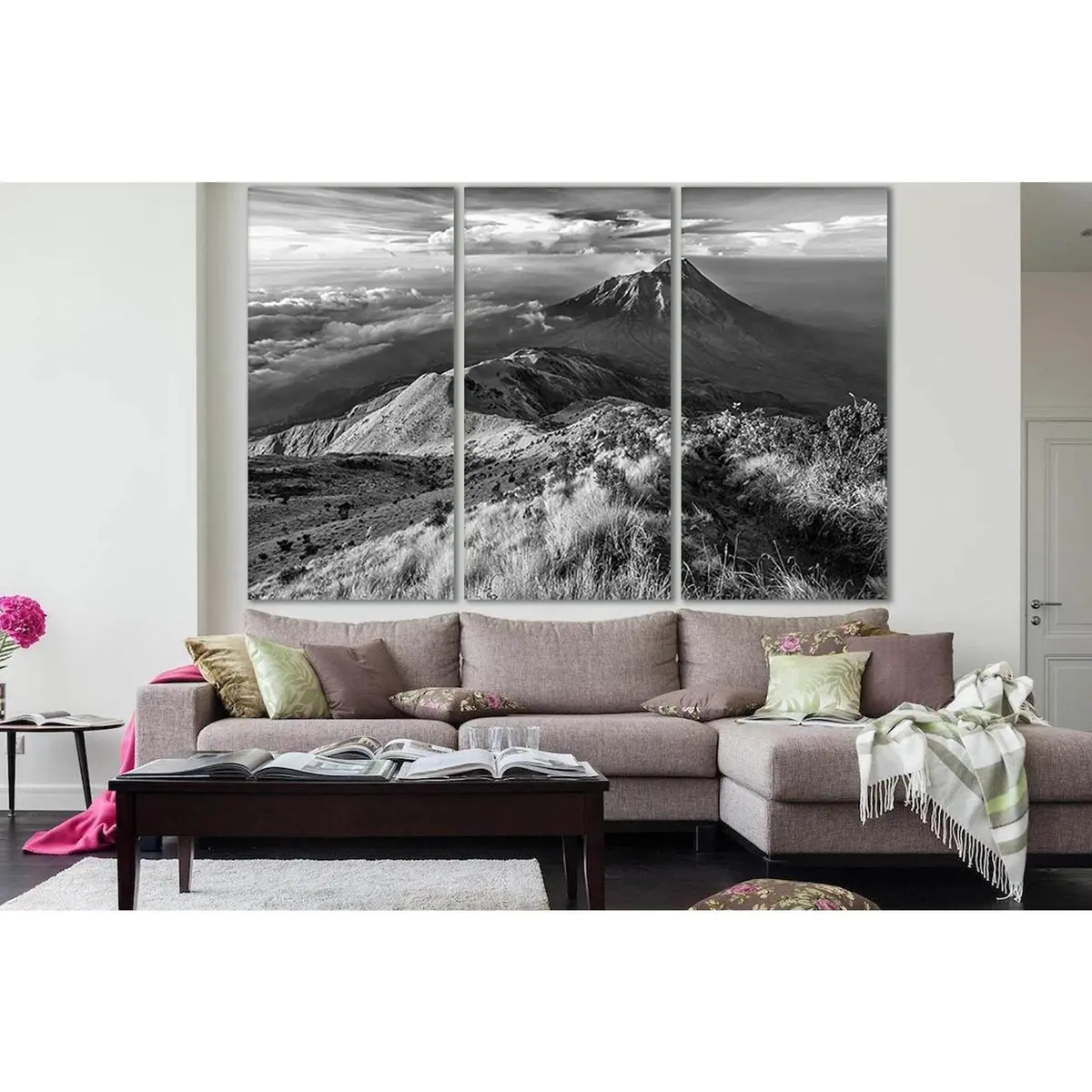Landscape Mountain Volcano Black And White №Sl842 Ready To Hang Canvas Print 5