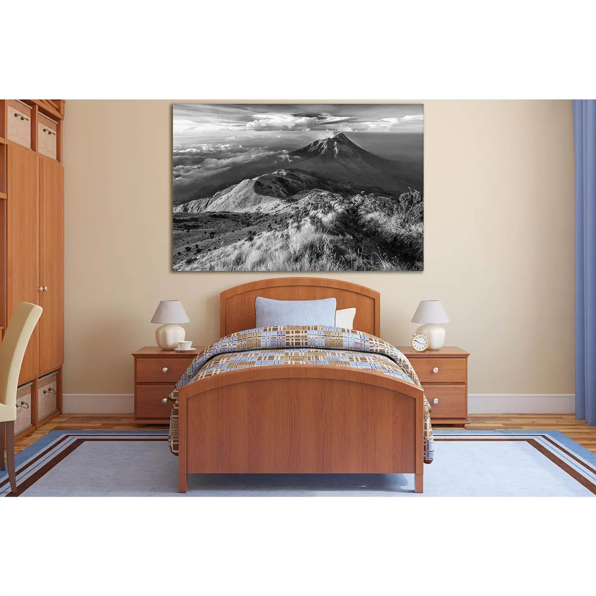 Landscape Mountain Volcano Black And White №Sl842 Ready To Hang Canvas Print 1