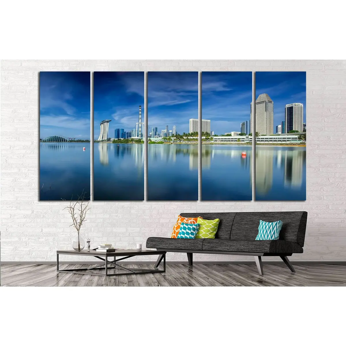Singapore Cityscape Morning Landscape Canvas Art Print #2165 - Image 3