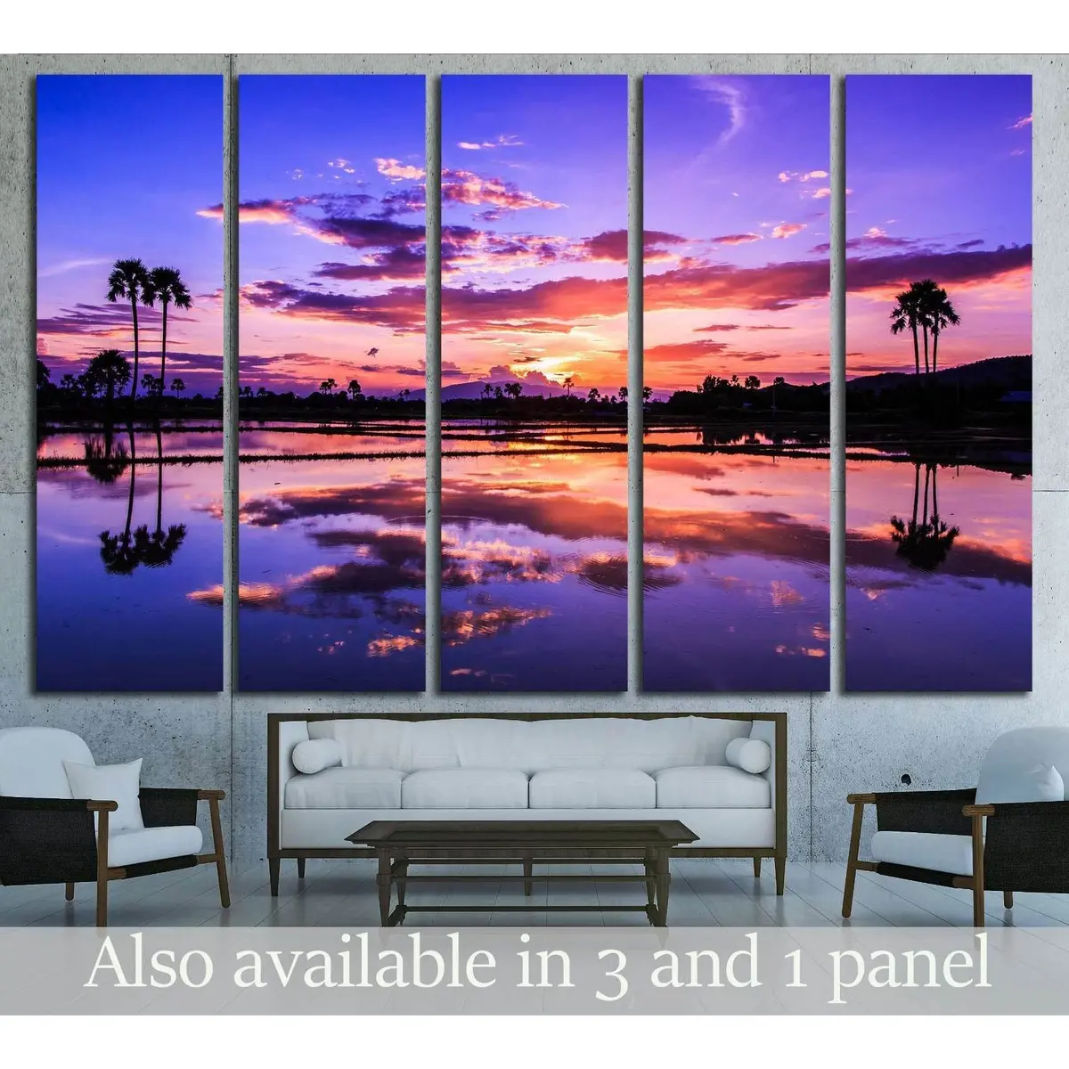 Sunset Over Natural Landscape Canvas Wall Art #2851