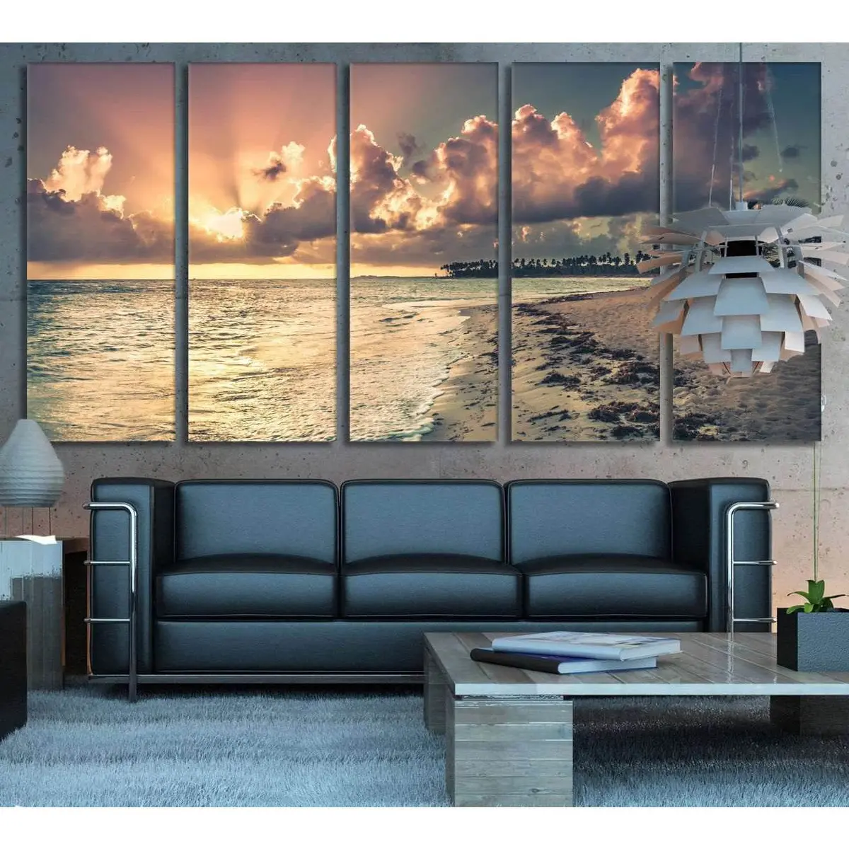 Large Ocean Scene #743 Canvas Wall Art Print