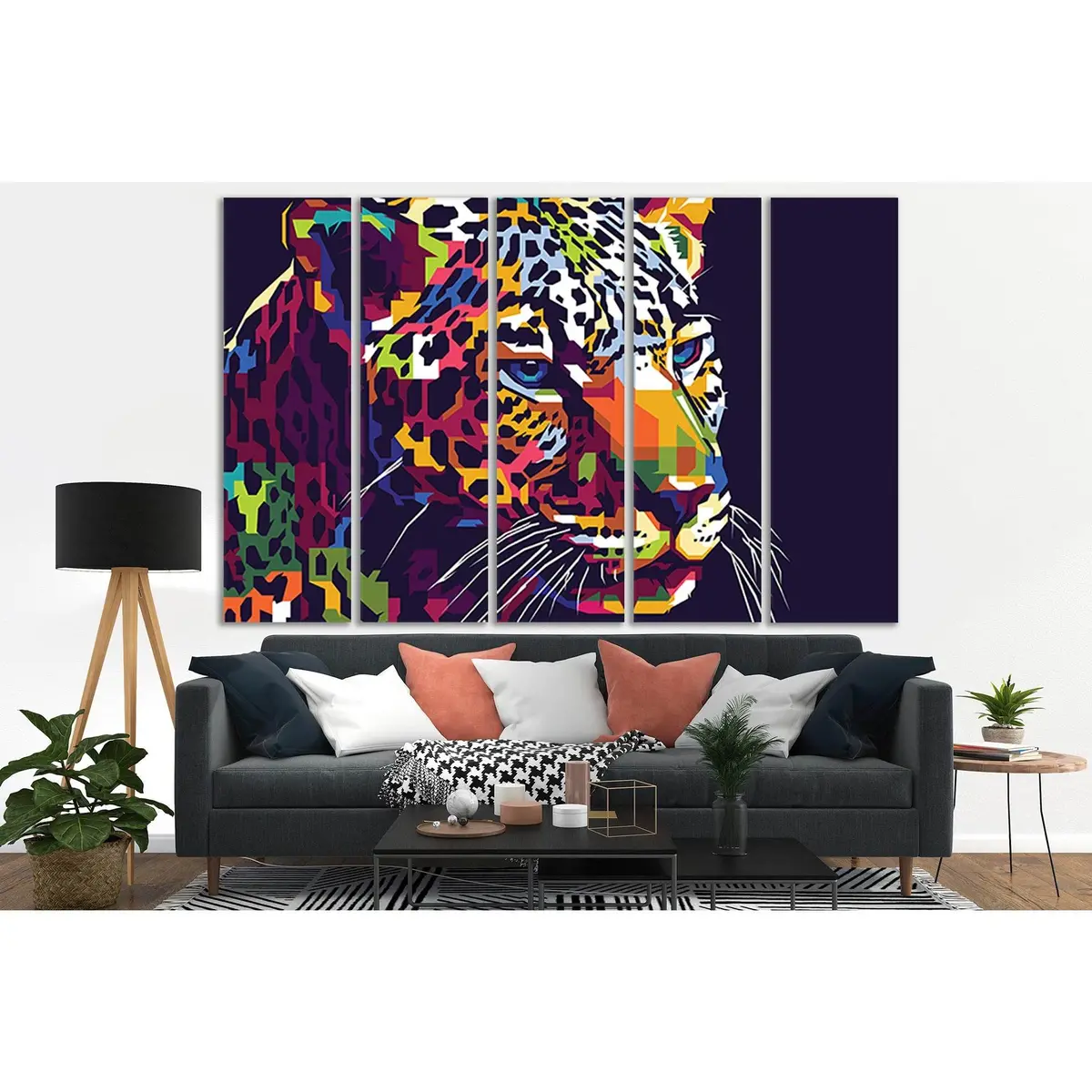 Pop Art Leopard Portrait Canvas Wall Art SL533 – Ready to Hang