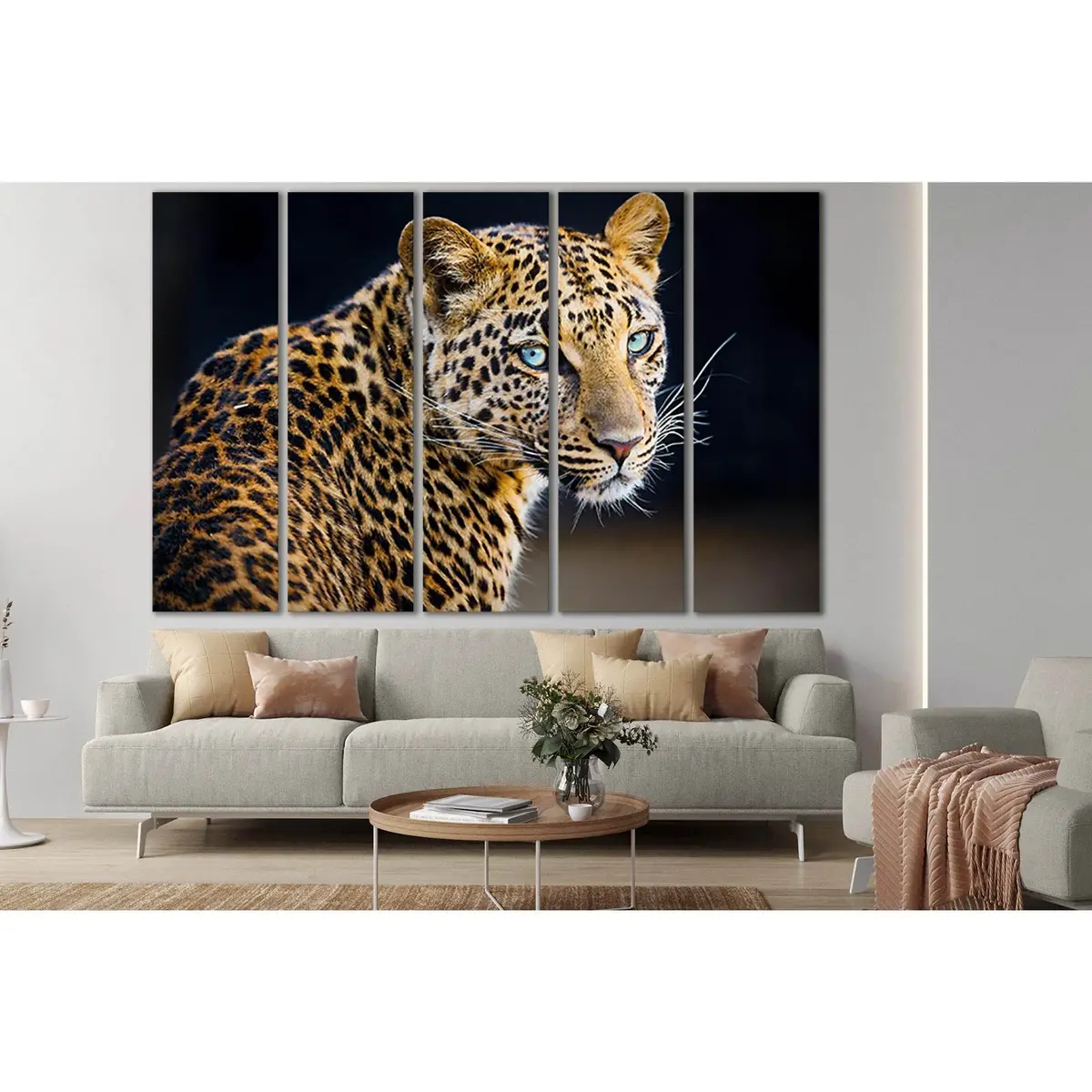 SL1535 Leopard Canvas Wall Art – Ready-to-Hang Print on Black Background - Image 3