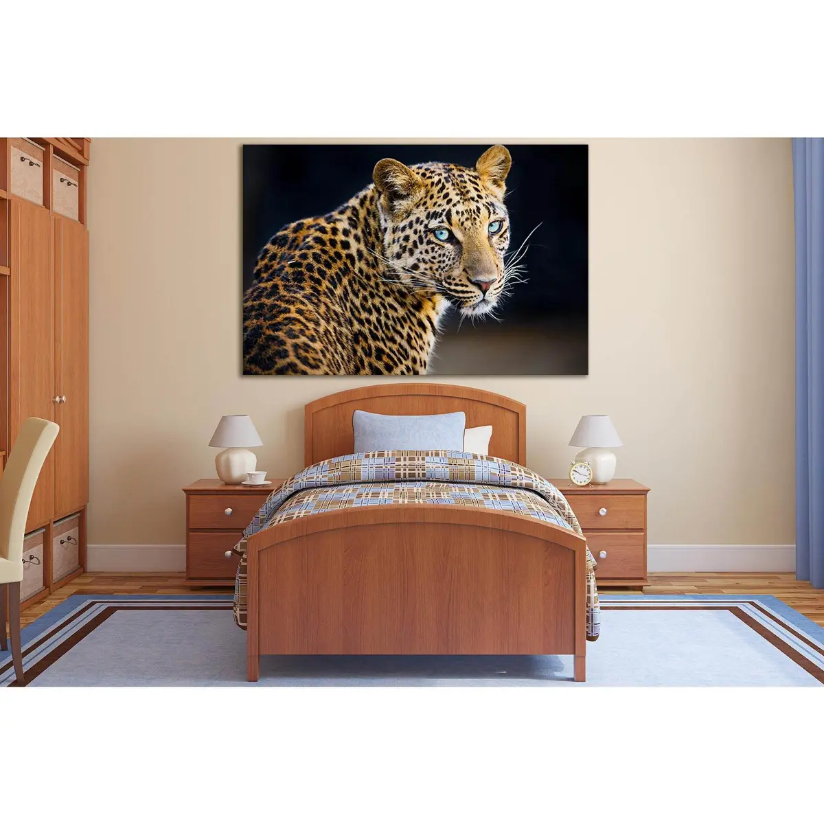 Leopard On A Black Background №Sl1535 Ready To Hang Canvas Print 1