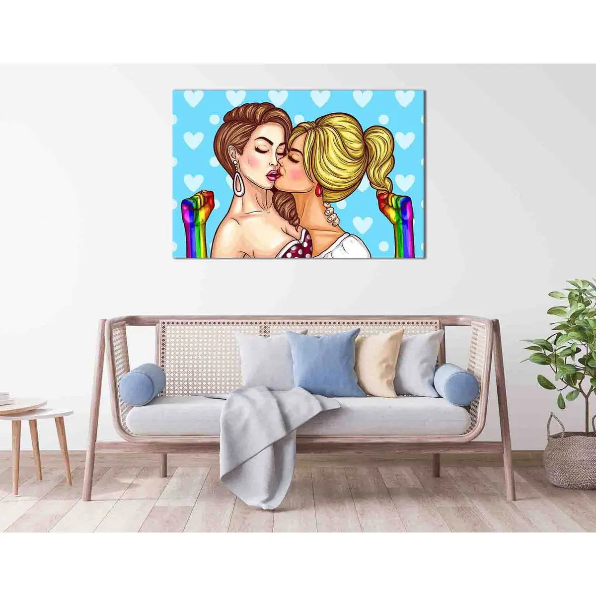Lesbian Couple Kissing №2129 Ready To Hang Canvas Print 1