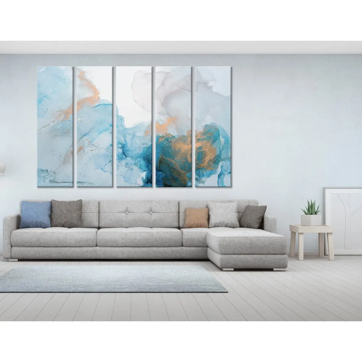 Light Blue Abstract Canvas Art Print №04397 – Premium Ready-to-Hang Wall Decor - Image 3