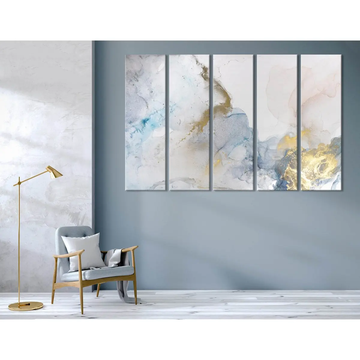 Light Gray Abstract Canvas Wall Art Print – Ready to Hang, Modern Design #04421 - Image 3