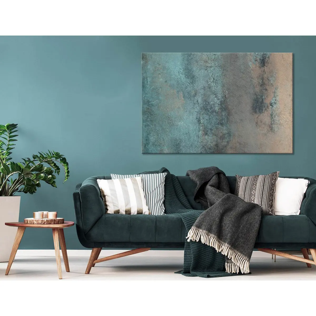Light Green And Beige Abstract №04372 Ready To Hang Canvas Print 1