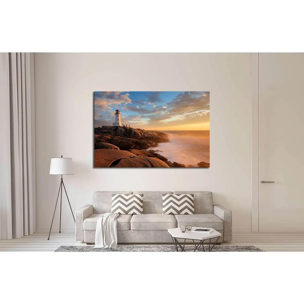 Light House At Peggy Cove At Sunset, Nova Scotia, Canada №2065 Ready To Hang Canvas Print 3