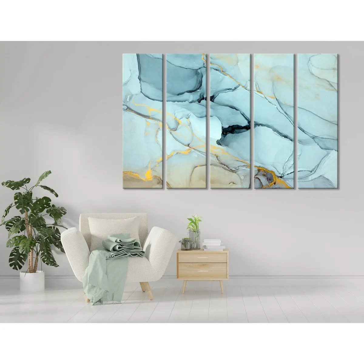 Light Mint Abstract Canvas Art Print #04414 – Premium Ready-to-Hang Wall Decor