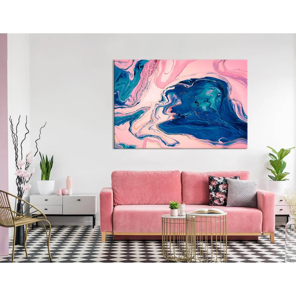 Light Pink And Blue Abstract №04350 Ready To Hang Canvas Print 3