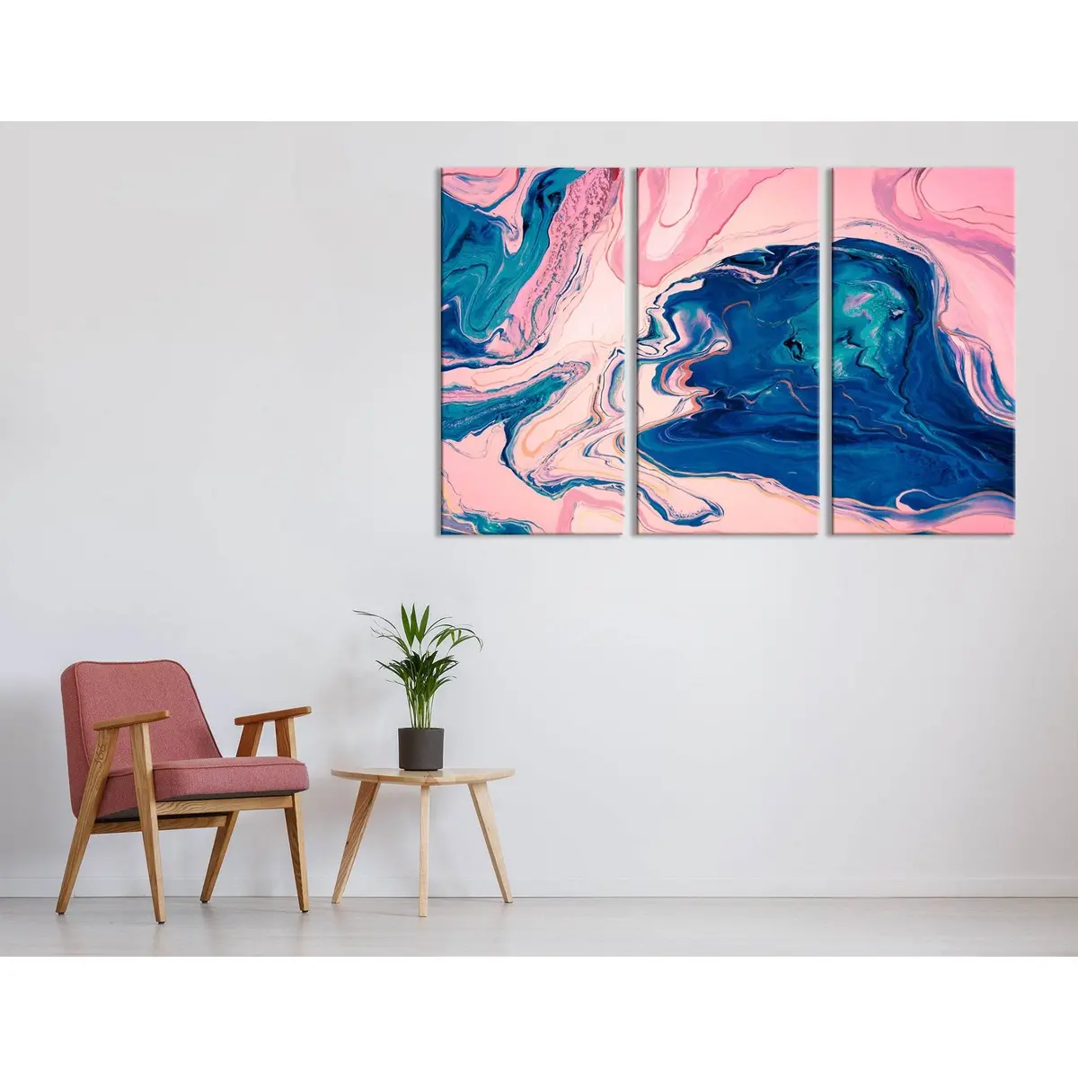 Light Pink And Blue Abstract №04350 Ready To Hang Canvas Print 5
