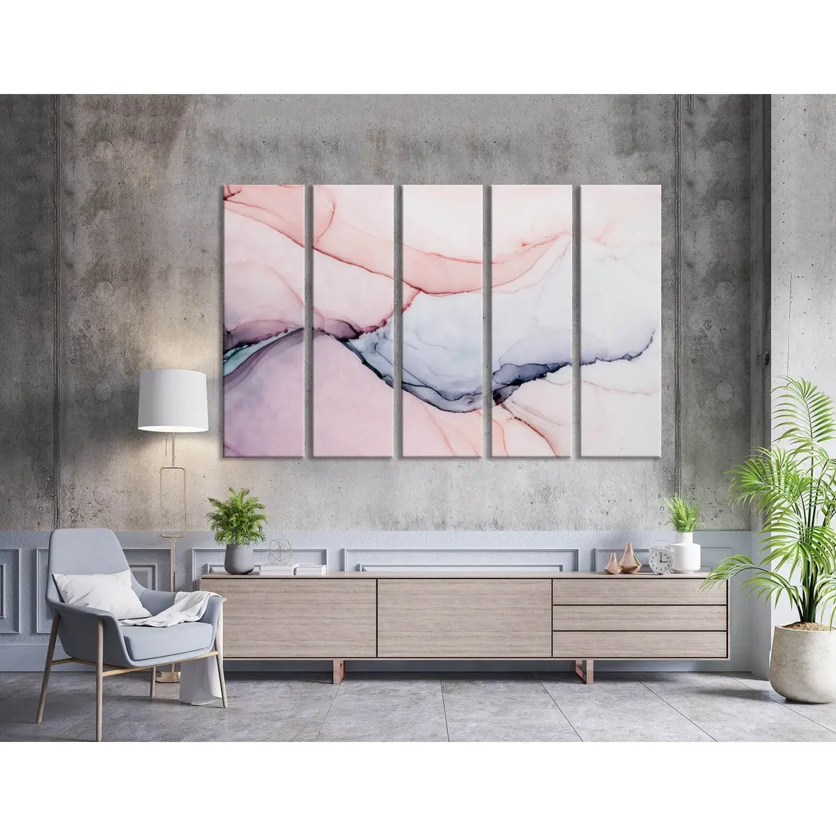 Abstract Light Pink and Purple Canvas Art Print #04353 – Pre-Stretched & Ready to Hang - Image 3