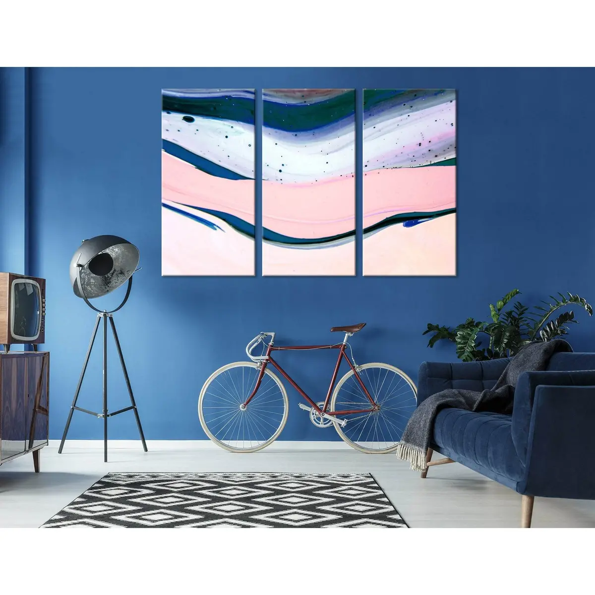 Light Pink, Blue And White Abstract №04285 Ready To Hang Canvas Print 5