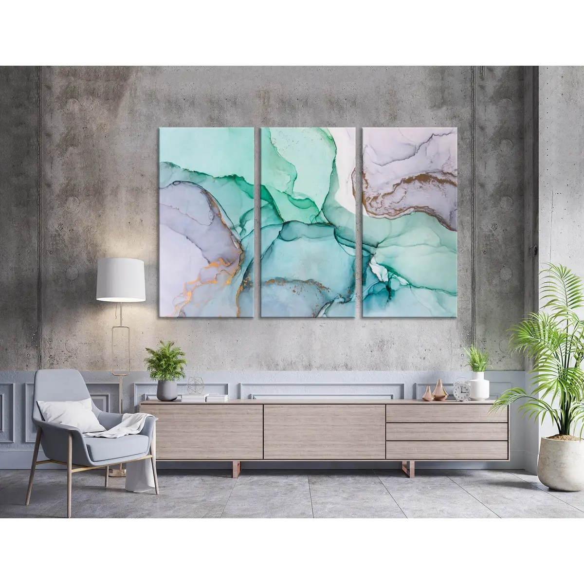 Light Purple, Green And Blue Abstract №04361 Ready To Hang Canvas Print 5