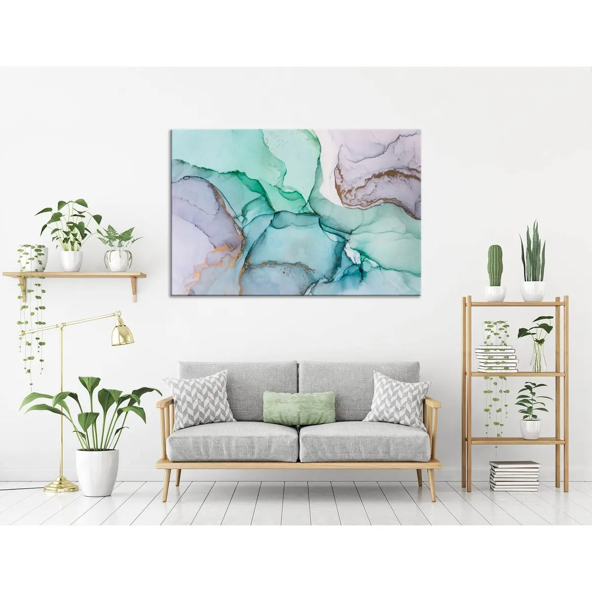 Light Purple, Green And Blue Abstract №04361 Ready To Hang Canvas Print 3