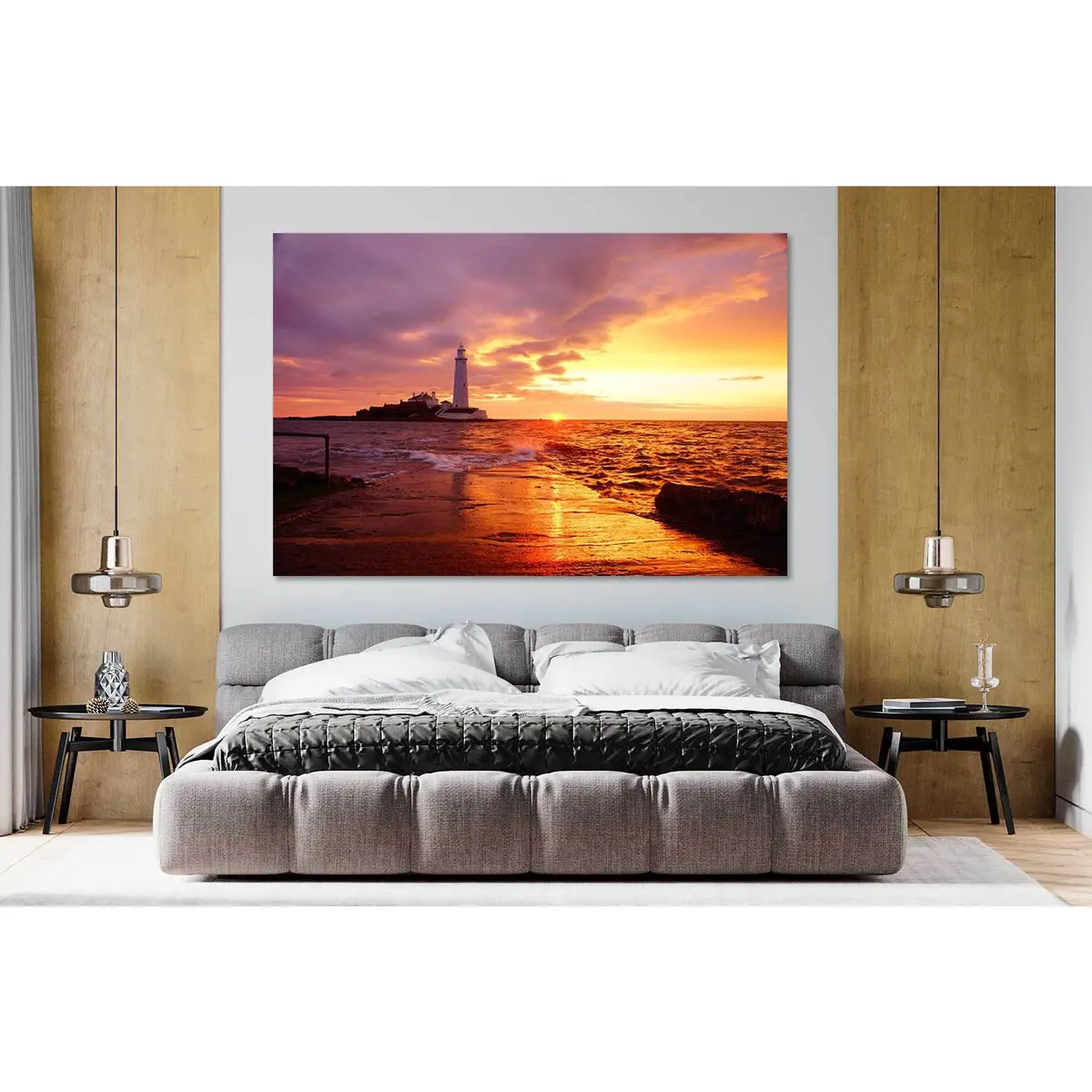 Lighthouse At Dawn №D2028 Ready To Hang Canvas Print 1