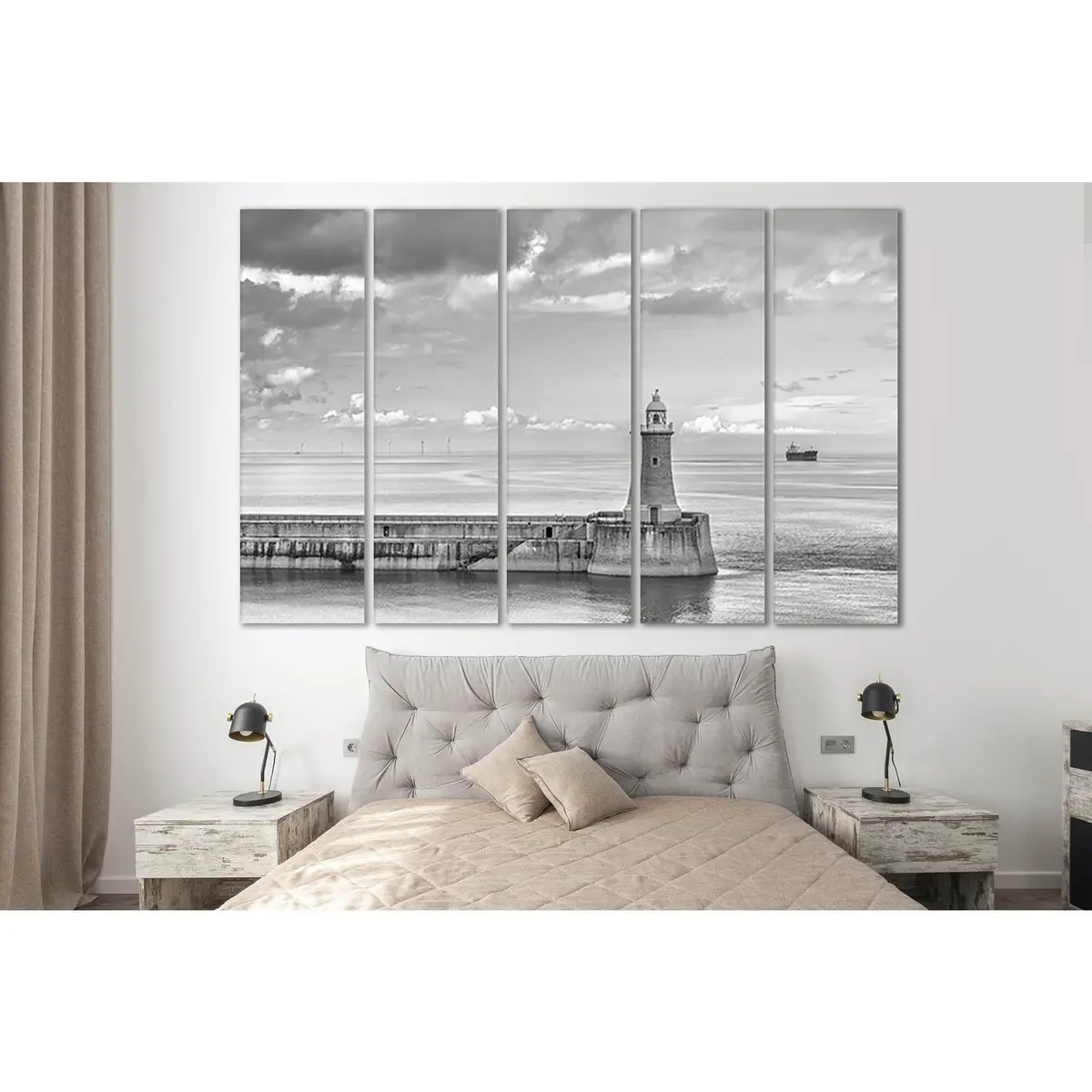Premium Black and White Lighthouse Canvas Art – SL98, Ready-to-Hang Wall Decor - Image 3