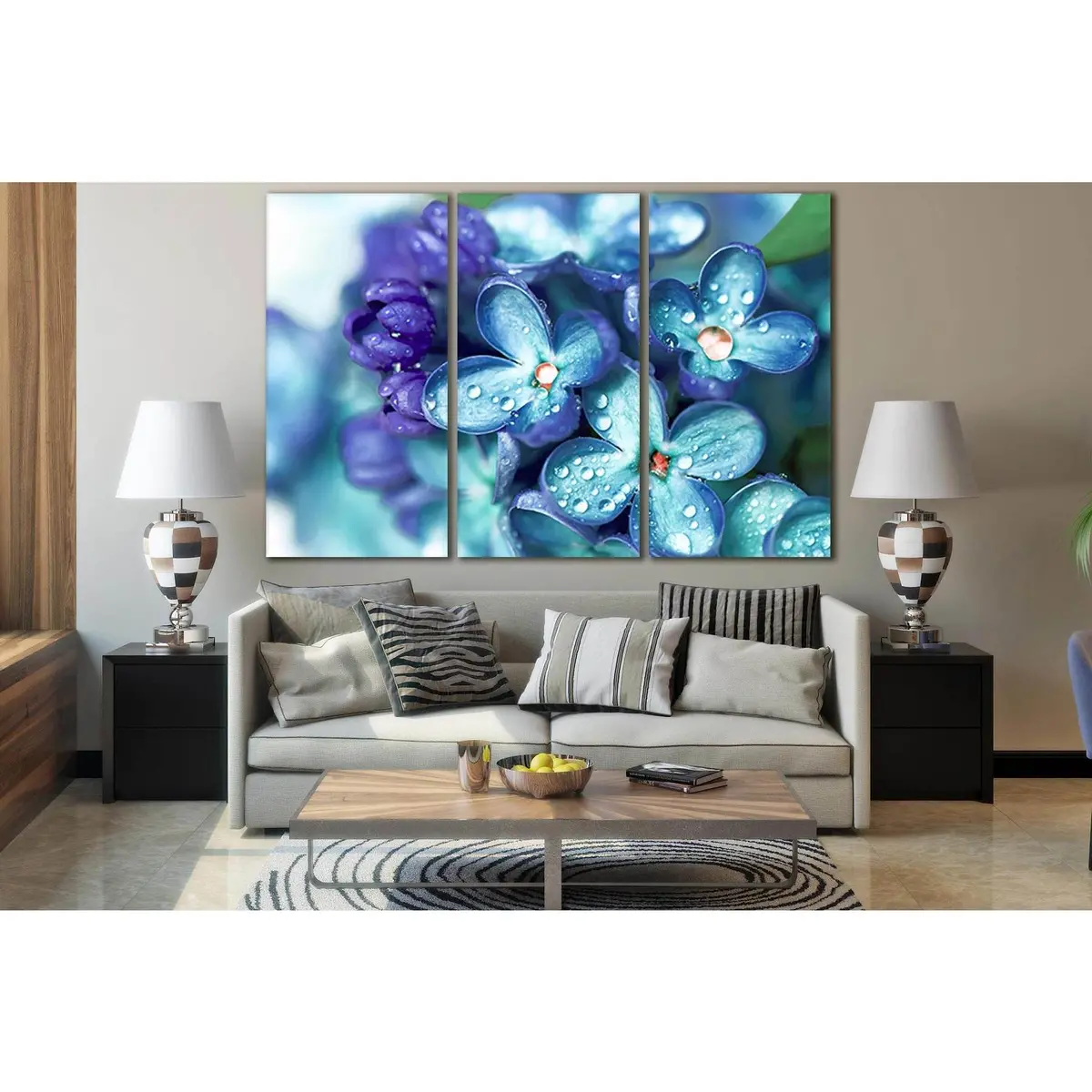Lilac Flowers With Water Drops №Sl676 Ready To Hang Canvas Print 5